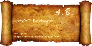 Apró Barbara névjegykártya