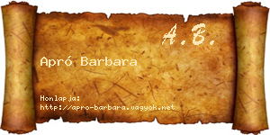 Apró Barbara névjegykártya
